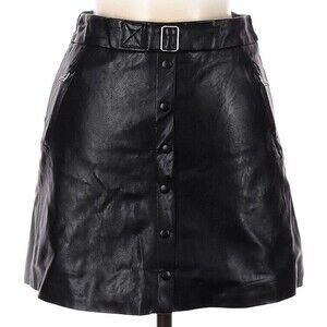 Be Aboutto Skirt Womens Sz M Mini Faux Leather Fitted 90s Rocker goth mobwife